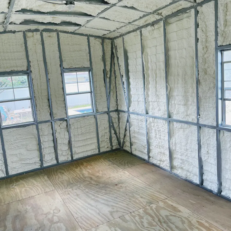 Closed-cell spray foam insulation applied to wall cavities in a residential project in Annapolis Neck